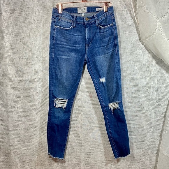 Frame Denim Le high skinny crop distressed hem jeans size 27 - Picture 1 of 5